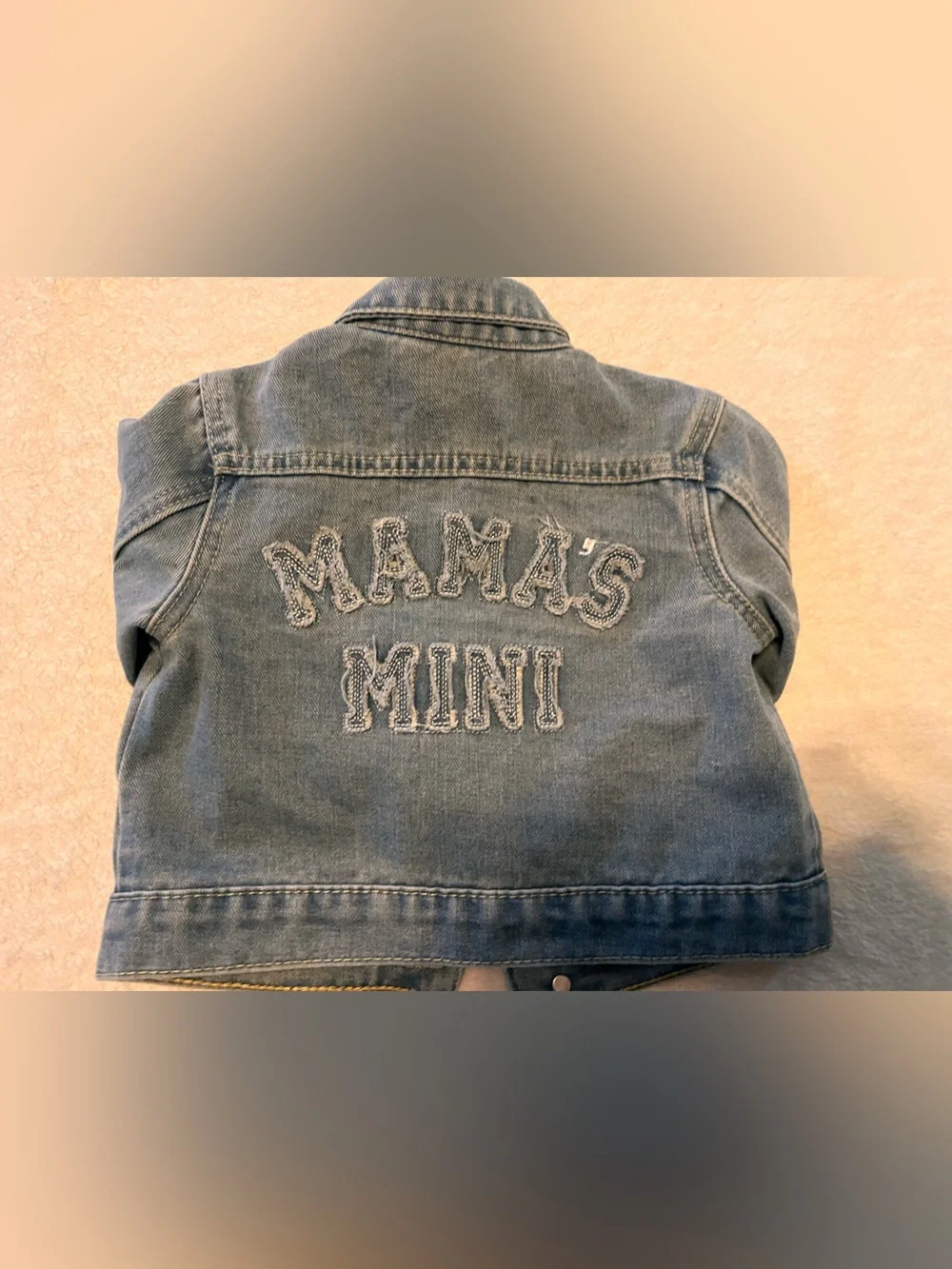 Light Blue Denim Jacket with 'MAMA'S MINI' Embroidered Back - Men's